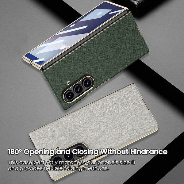 Galaxy Z Fold - Electroplated Gold-Edged Leather Case