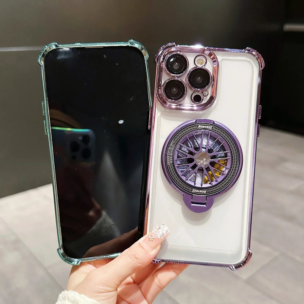 iPhone - Gyro Magnetic Stand Transparent Phone Case