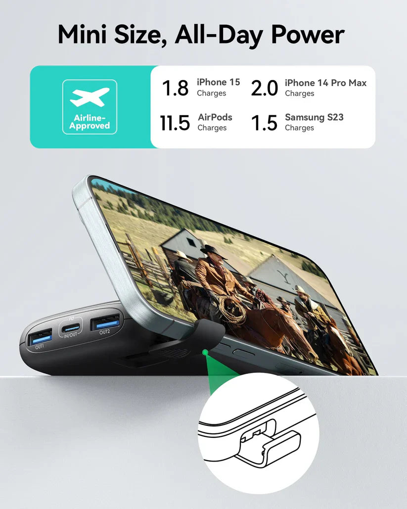 USB C Power Bank 10000mAh, 3-Port Design