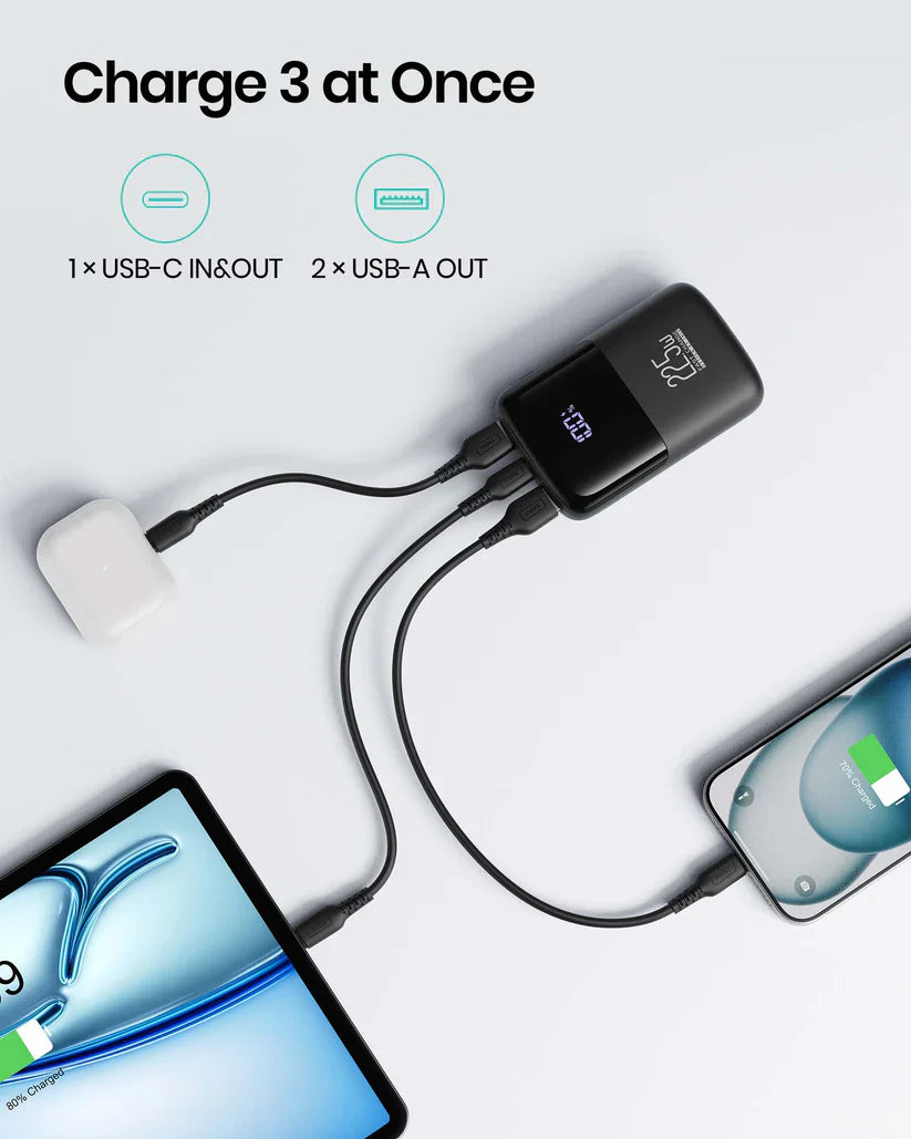USB C Power Bank 10000mAh, 3-Port Design