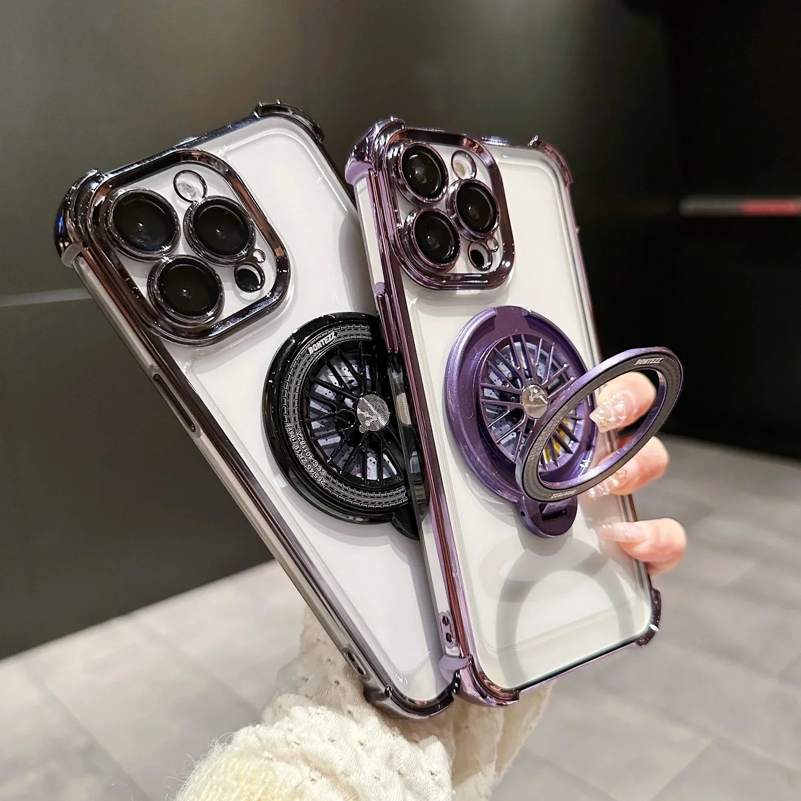 iPhone - Gyro Magnetic Stand Transparent Phone Case