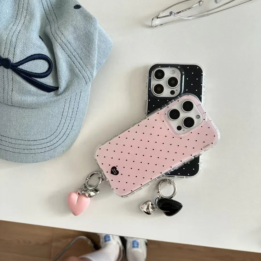 iPhone - Polka Dot Soft Case with Beaded Charm