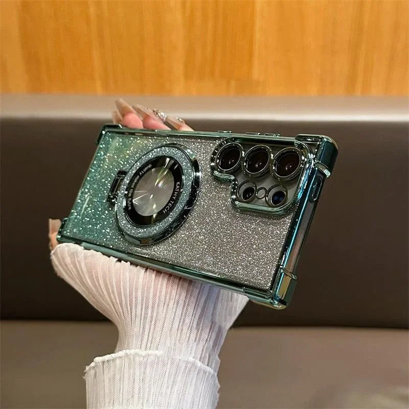 Galaxy S Series - Luxury Glitter Ring Stand Case