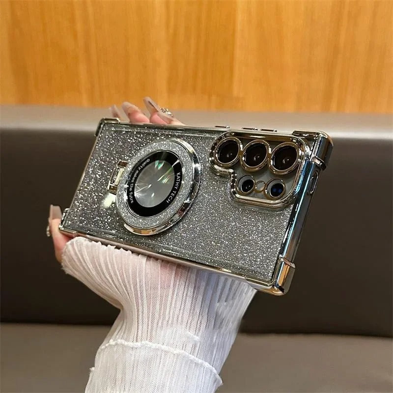 Galaxy S Series - Luxury Glitter Ring Stand Case