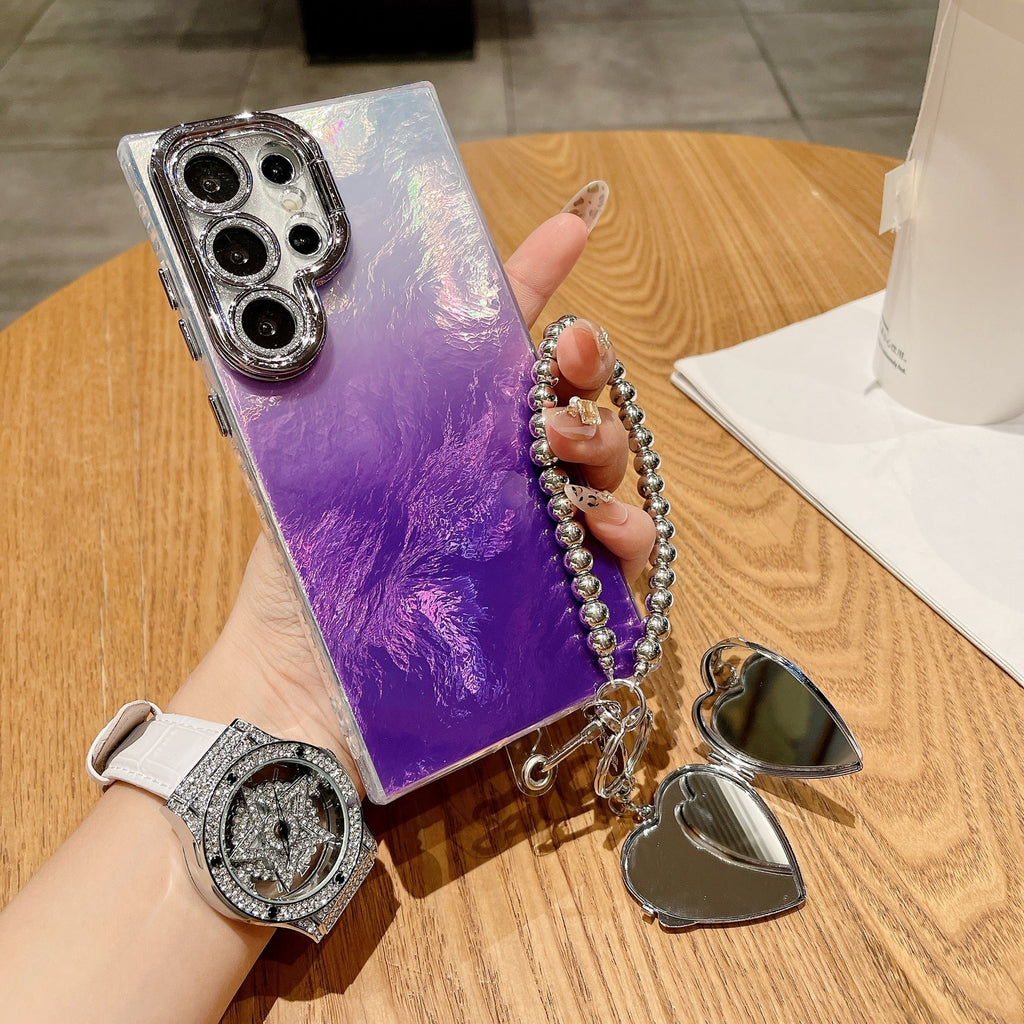 Galaxy S Series - Mirror Heart Stardust Charm Case With Lanyard