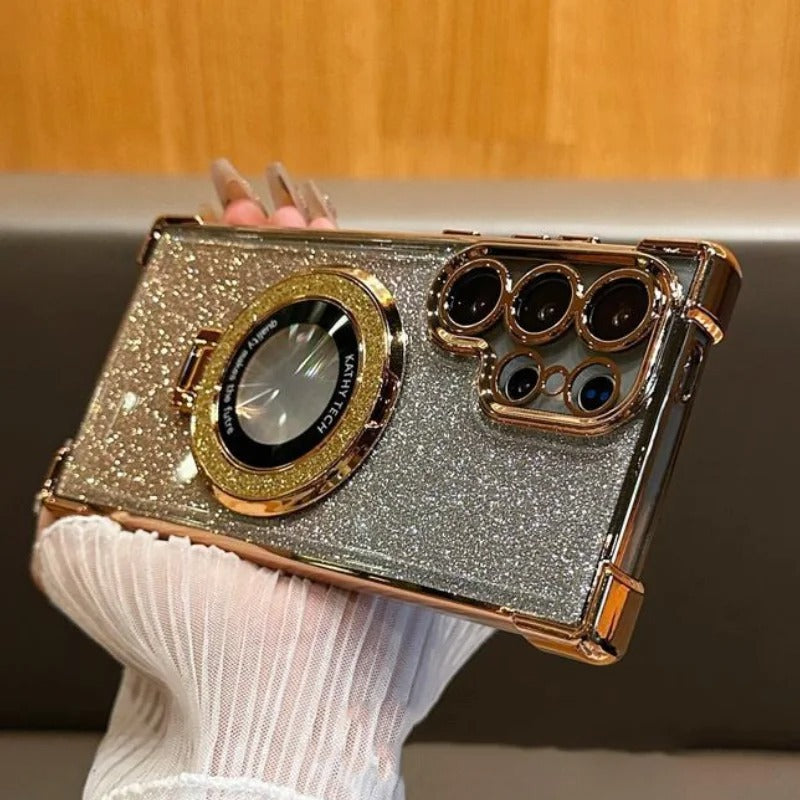 Galaxy S Series - Luxury Glitter Ring Stand Case