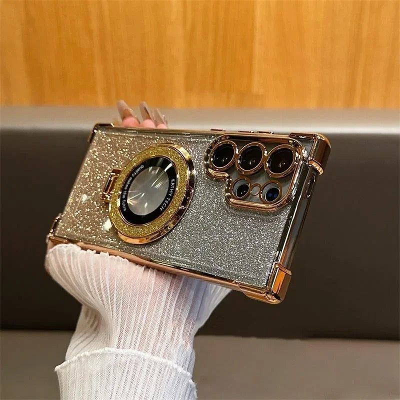 Galaxy S Series - Luxury Glitter Ring Stand Case