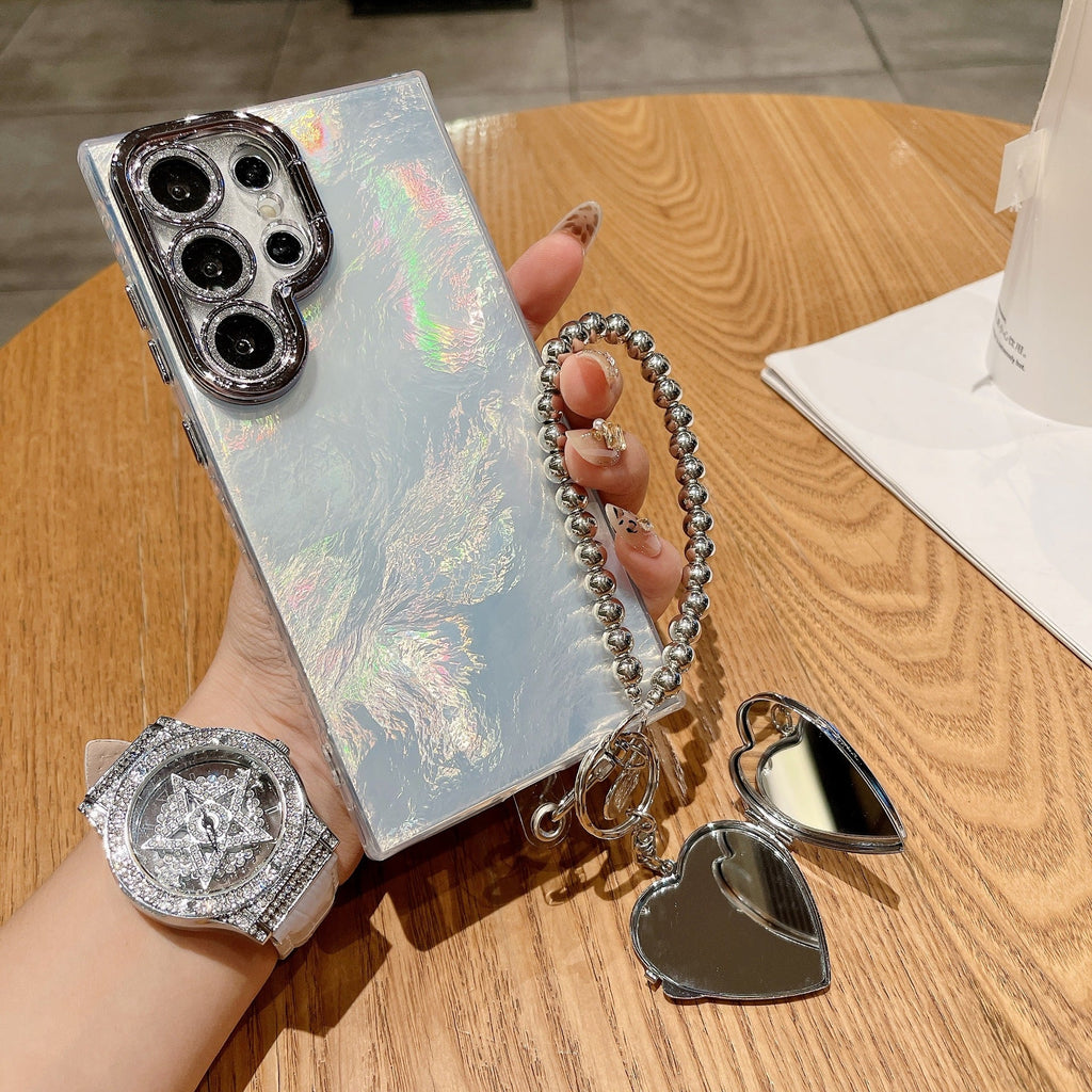 Galaxy S Series - Mirror Heart Stardust Charm Case With Lanyard