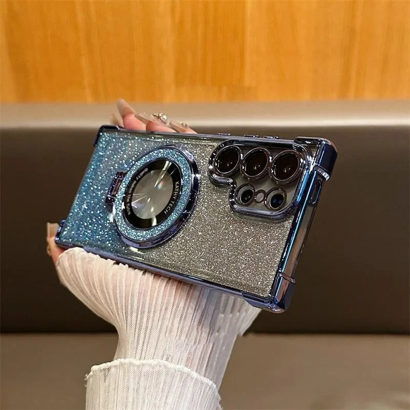 Galaxy S Series - Luxury Glitter Ring Stand Case